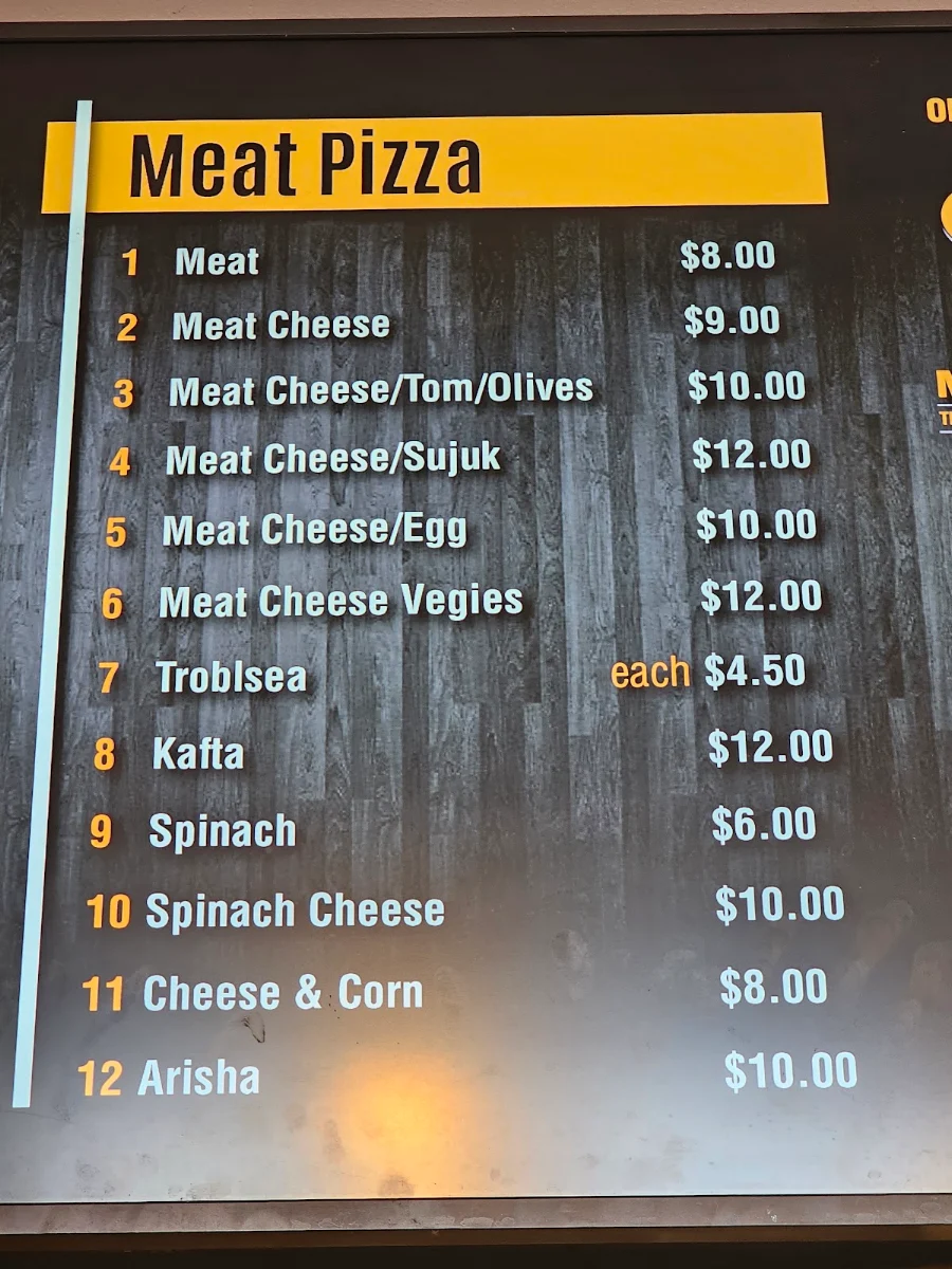 Menu, Mafi Metlo Bass Hill