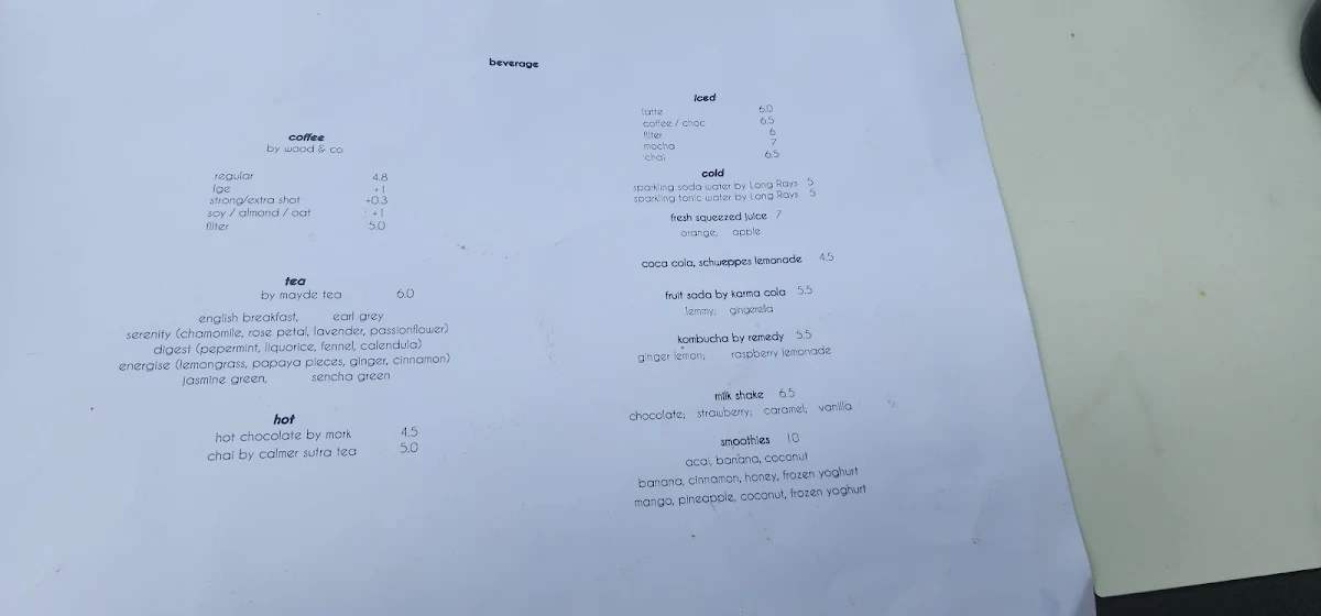 Menu, Ora Kew