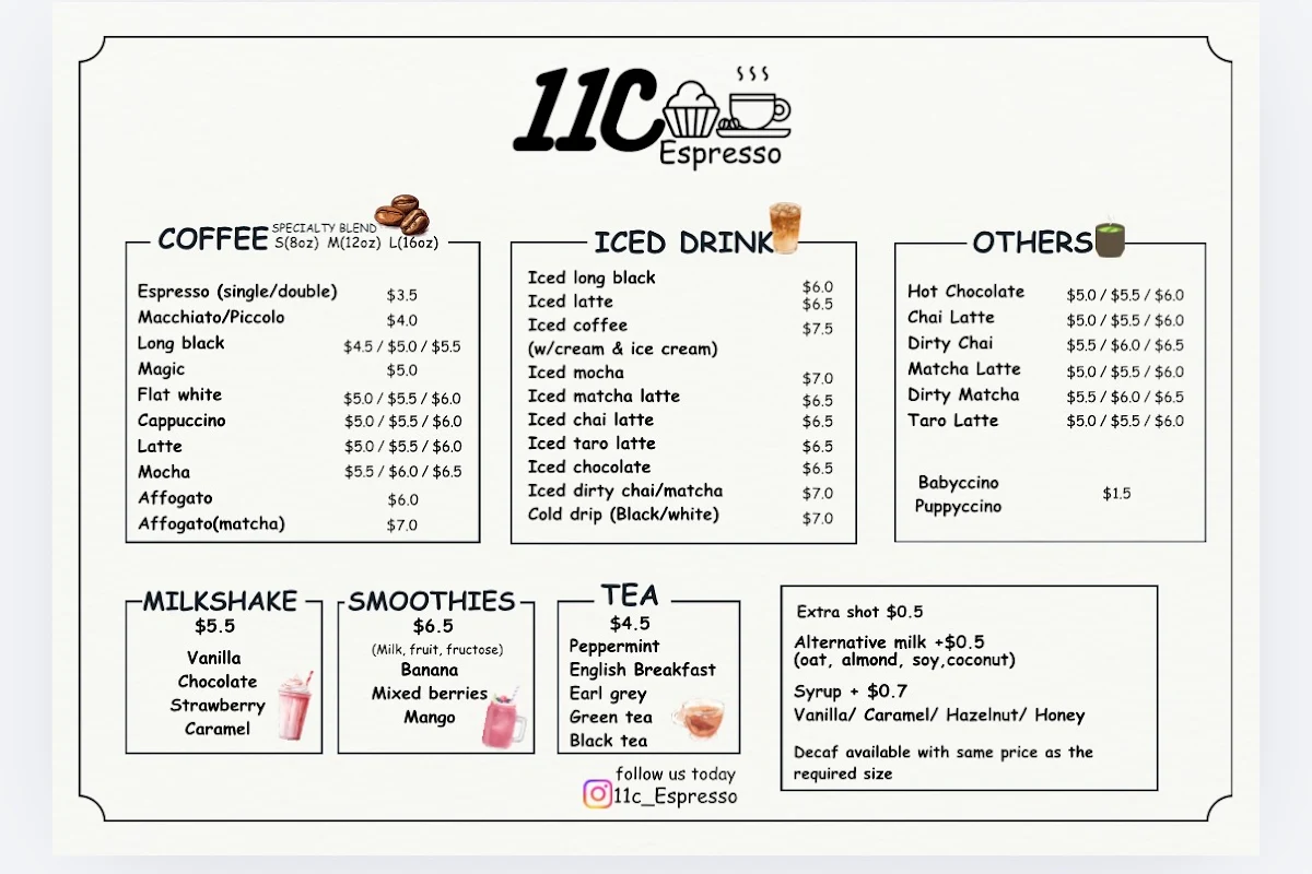 Menu, 11C Espresso