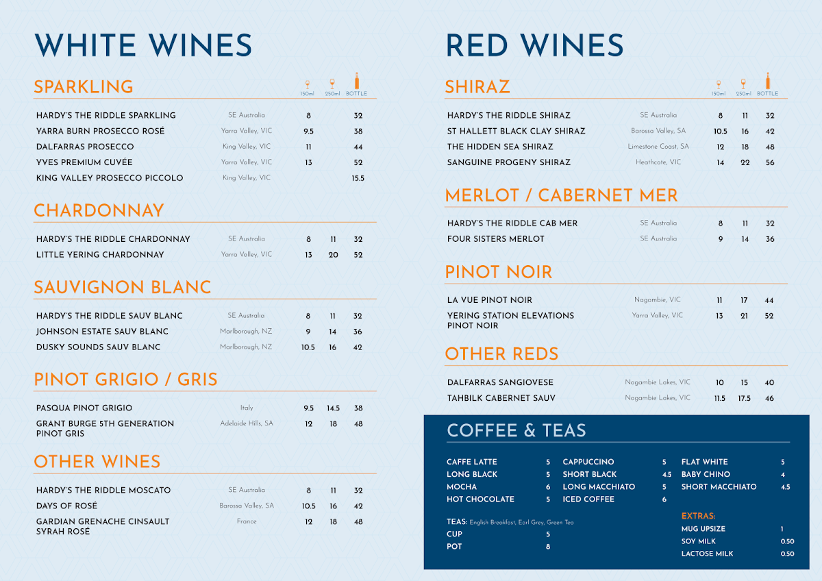 Menu, Diamond Creek Hotel