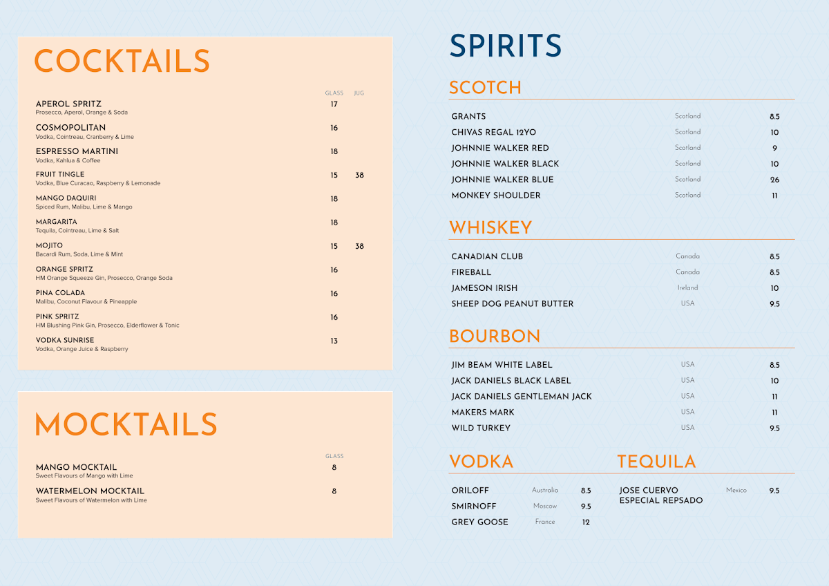 Menu, Diamond Creek Hotel