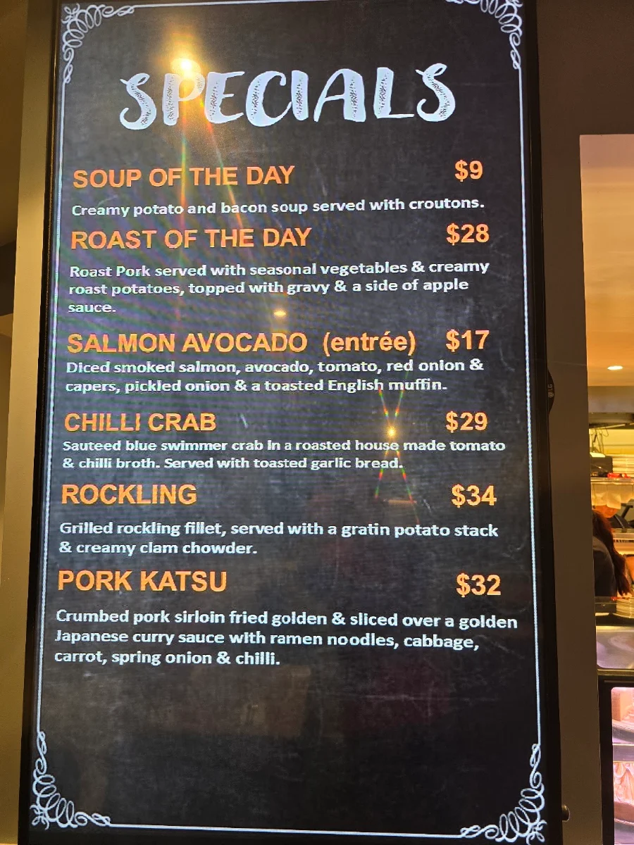 Menu, Diamond Creek Hotel
