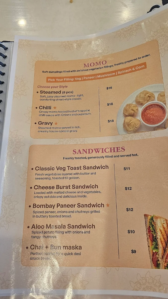 Menu, Sweet India Dandenong