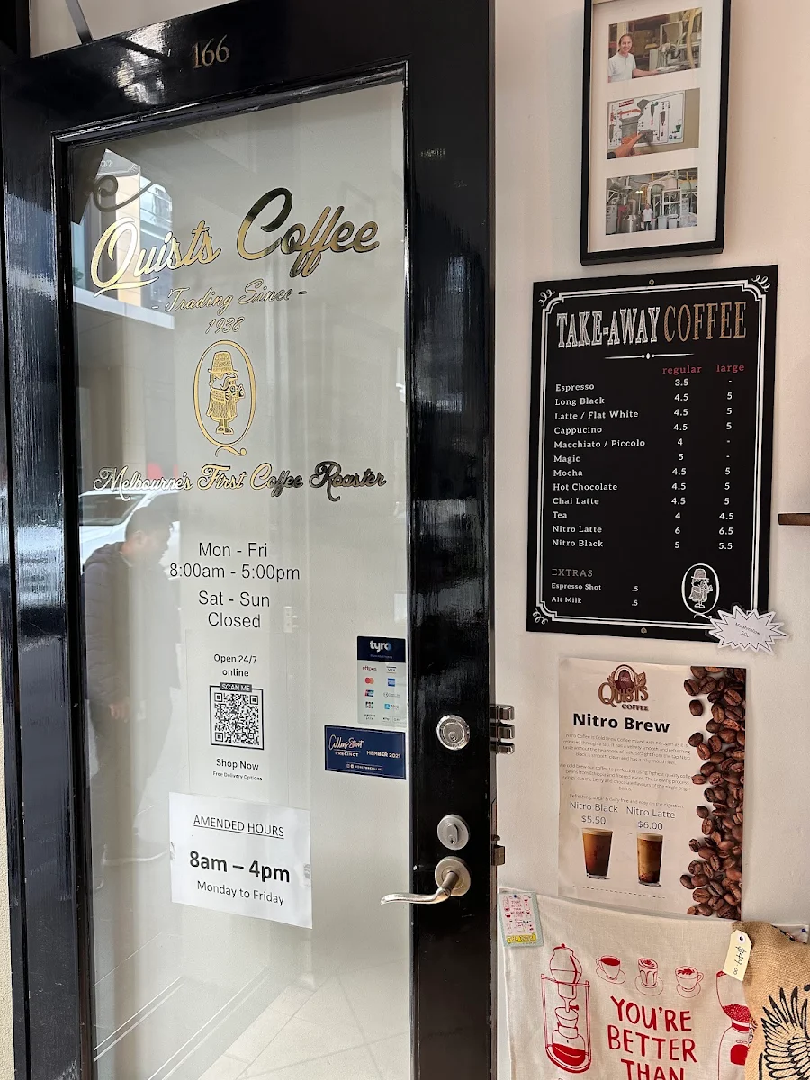 Menu, Quists Coffee