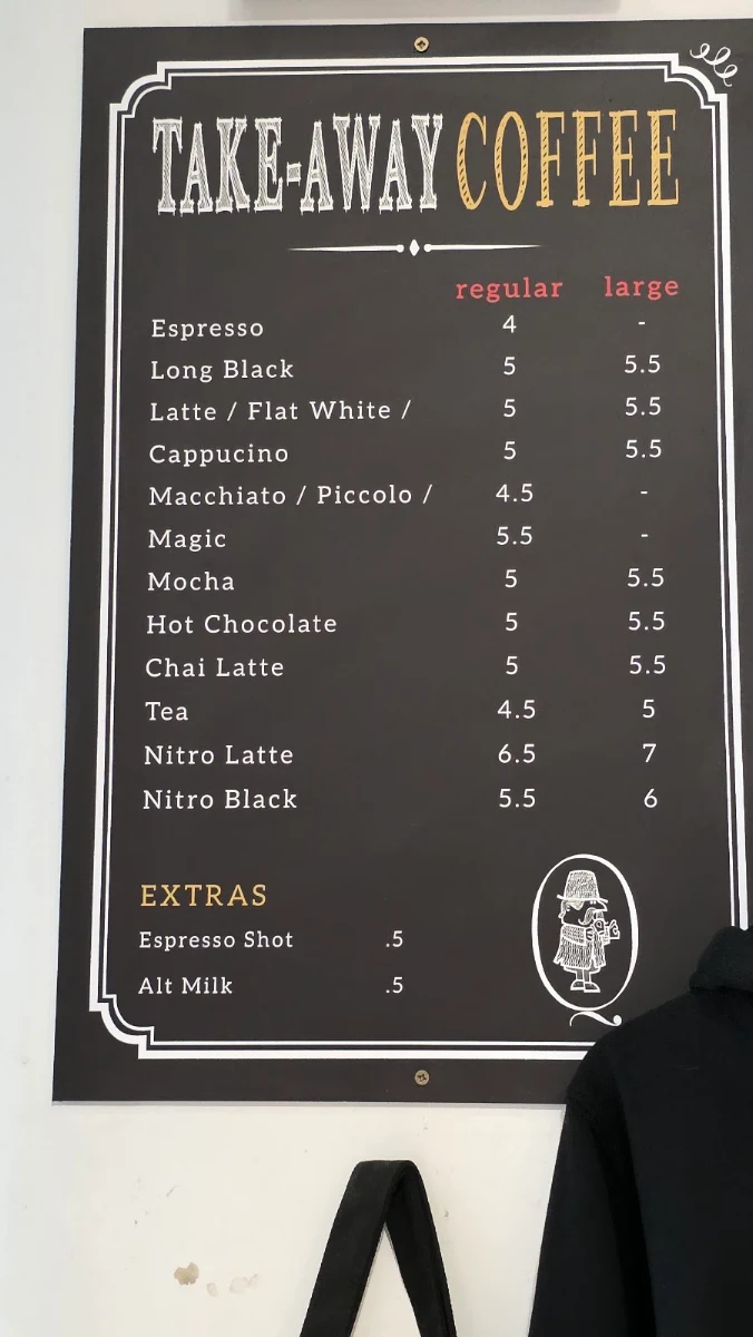 Menu, Quists Coffee