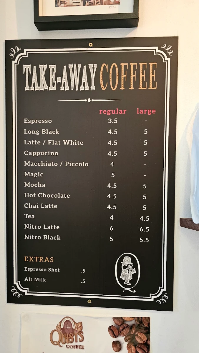 Menu, Quists Coffee