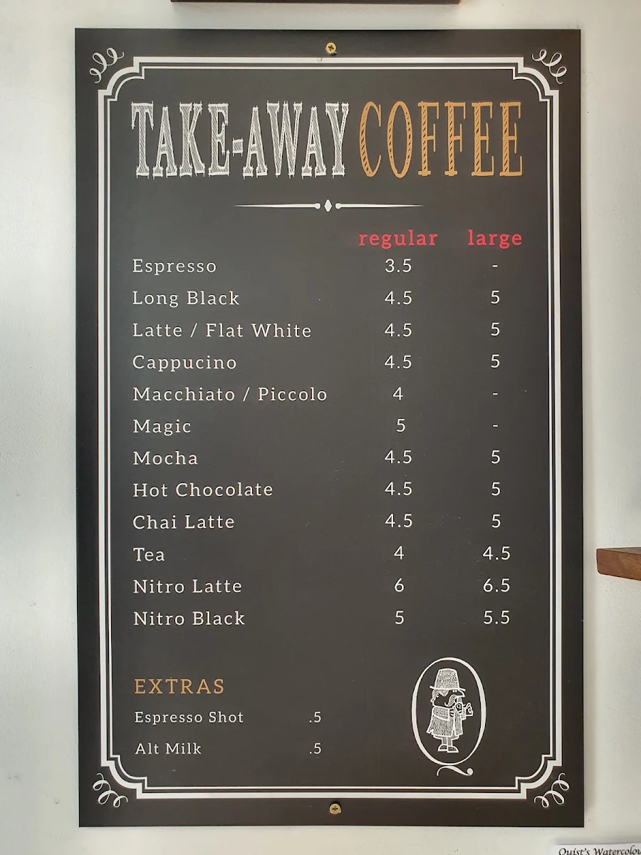 Menu, Quists Coffee