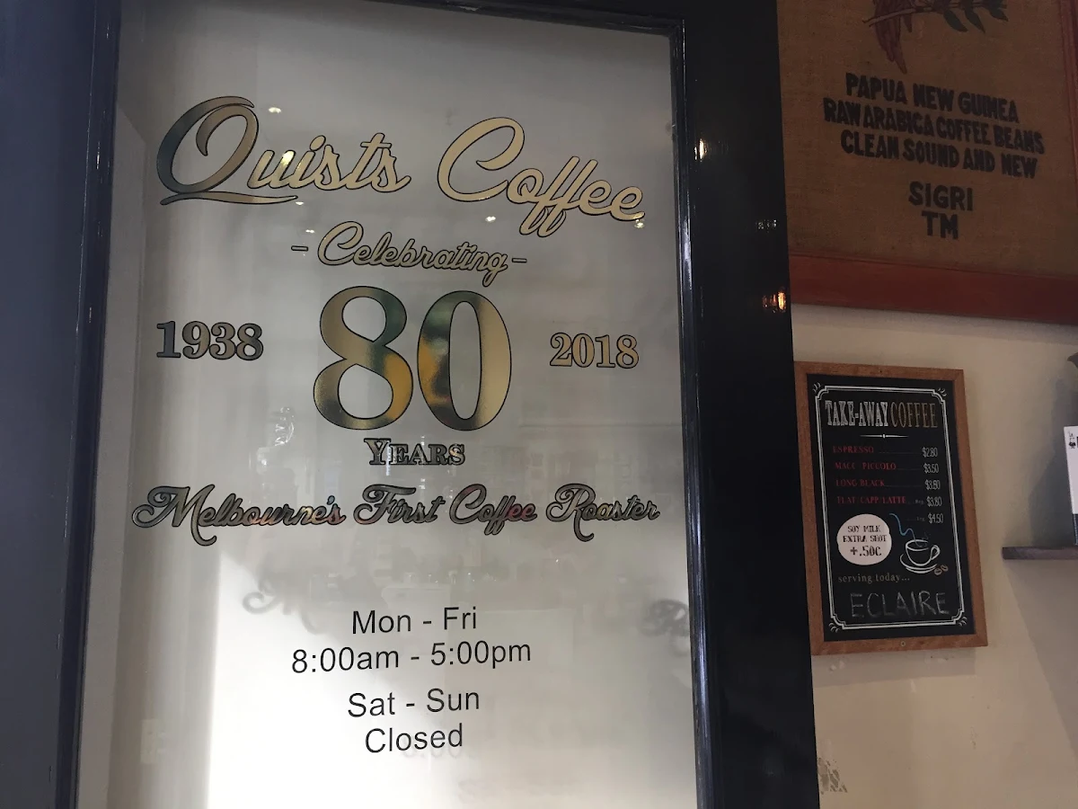 Menu, Quists Coffee