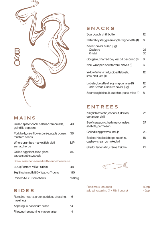 Menu, Station Road Adelaide