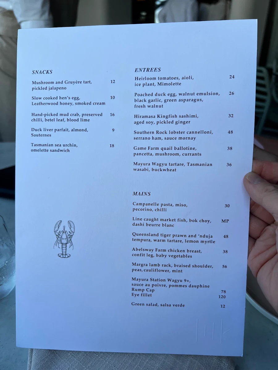 Menu, Station Road Adelaide