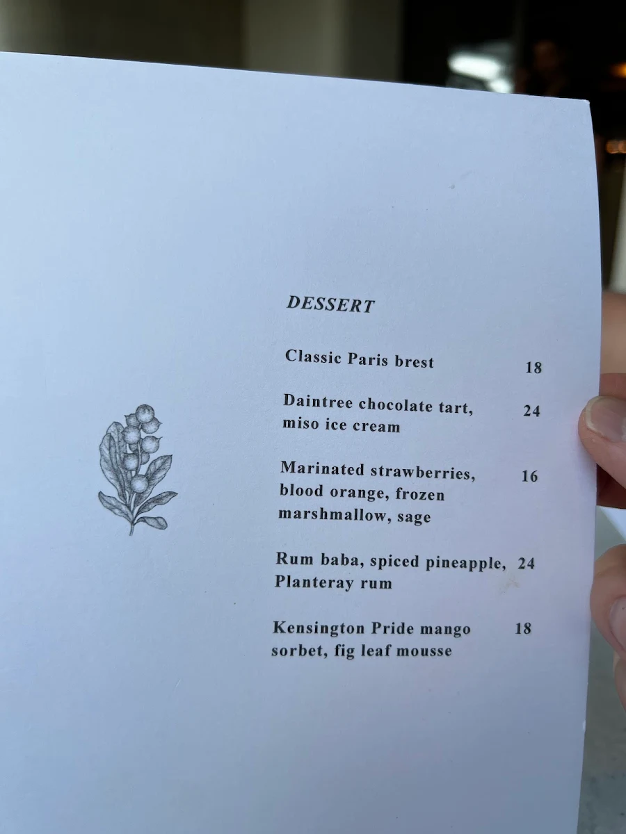 Menu, Station Road Adelaide