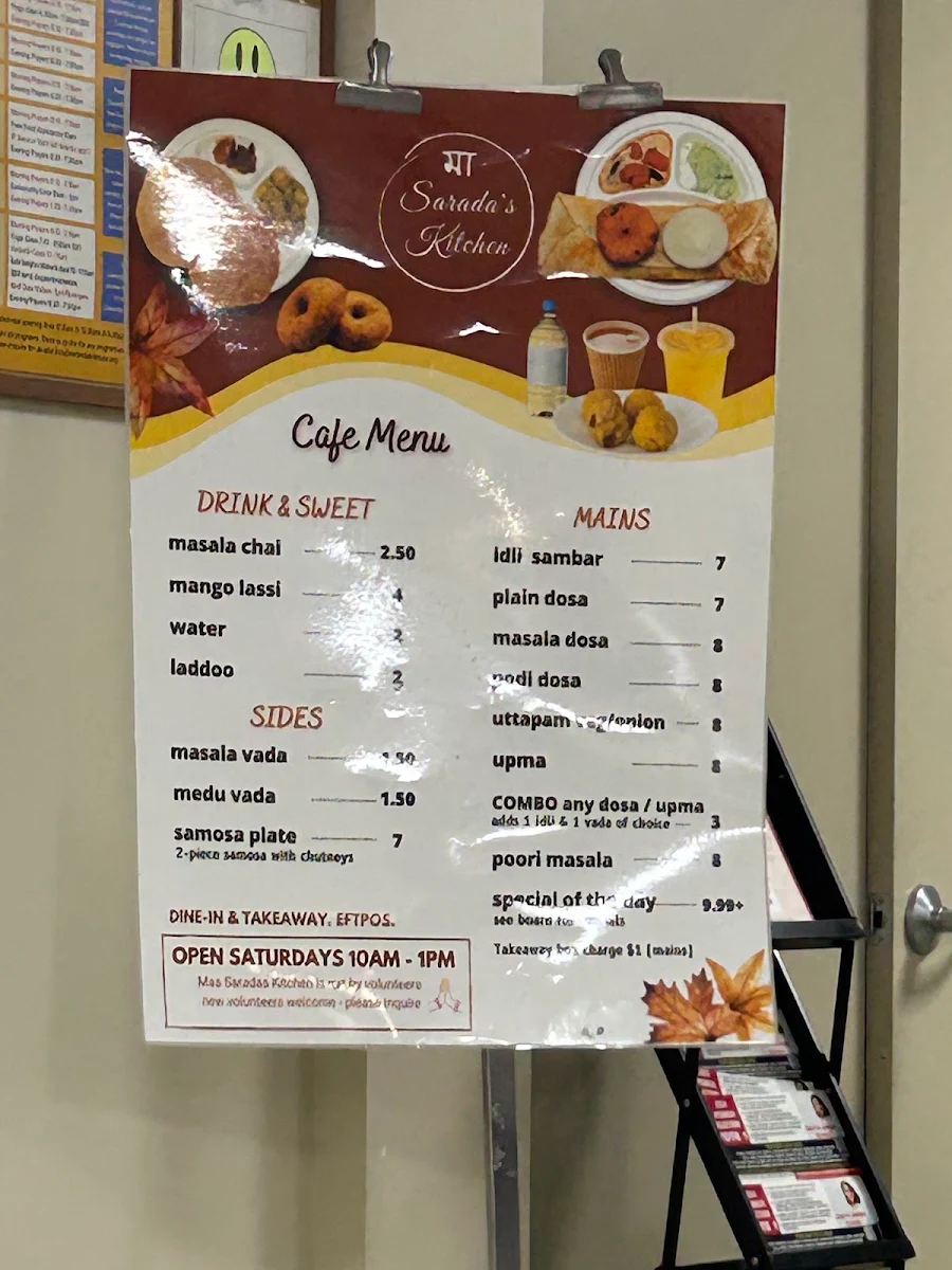 Menu, Maa Sarada's Cafe & Kitchen