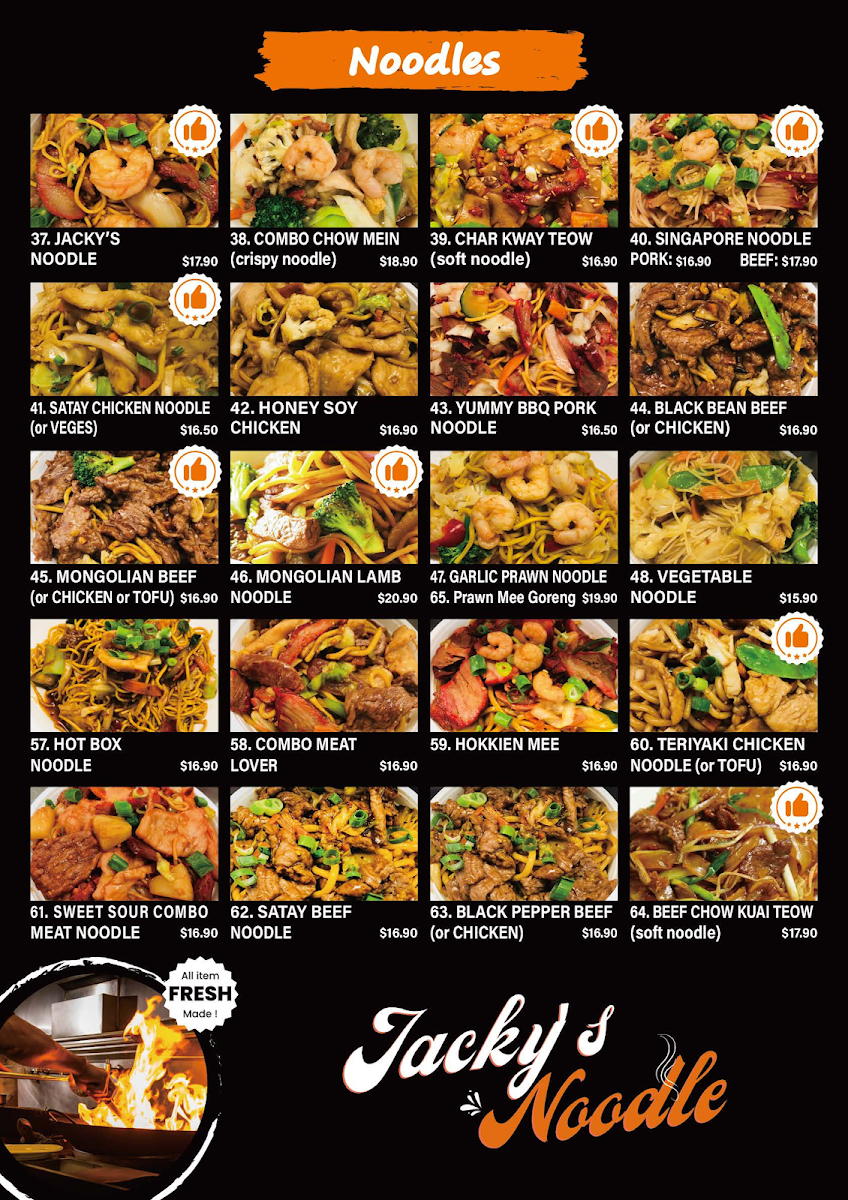 Menu, Jacky's Noodle