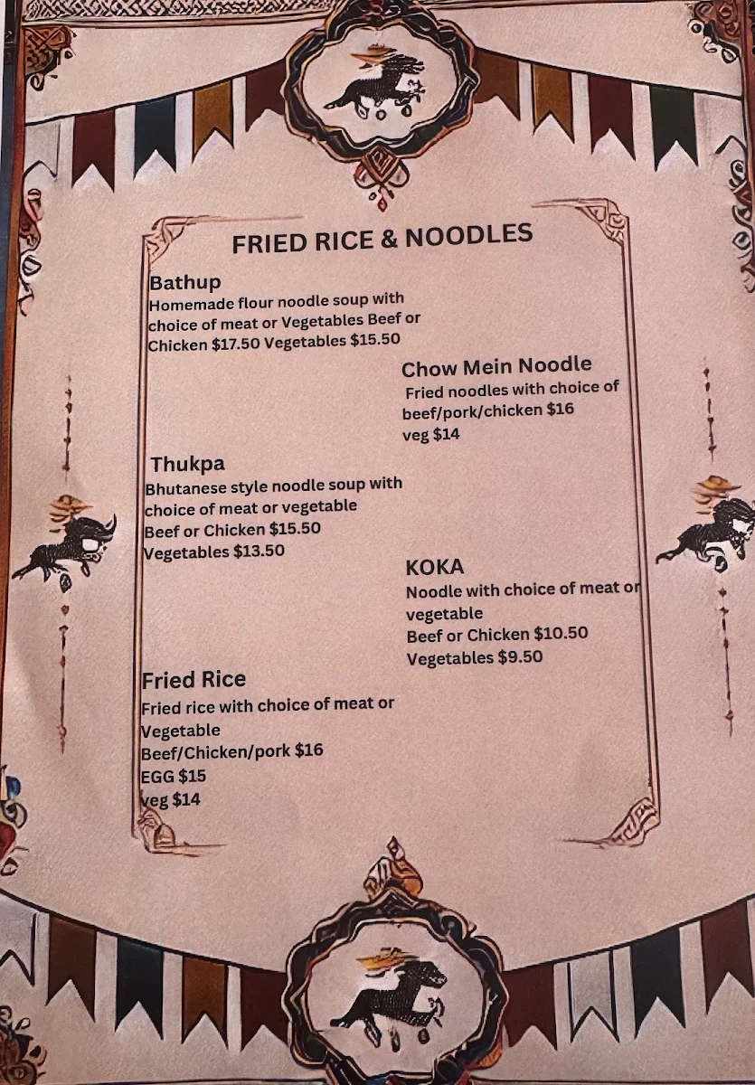 Menu, Bhutanese Bites