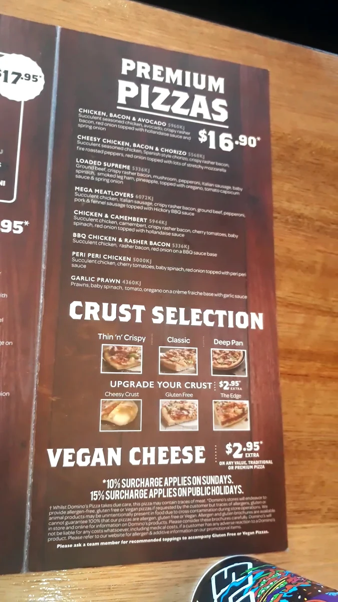 Menu, Domino's Pizza Balaclava
