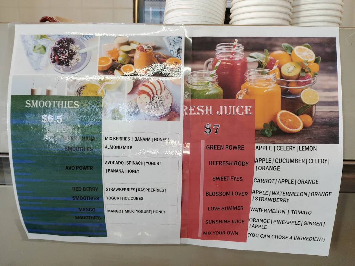 Menu, Cafe Frangipanis