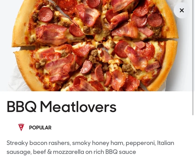 Menu, Pizza Hut Seven Hills