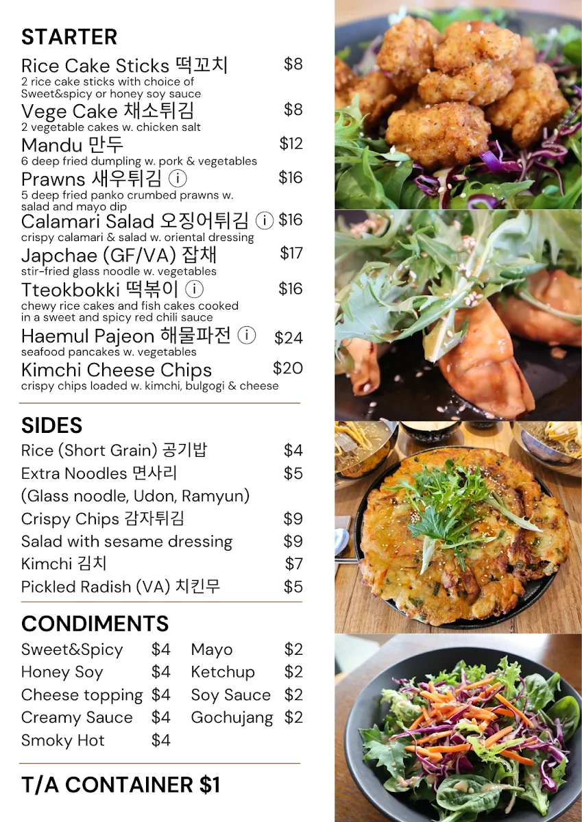Menu, Young's Table