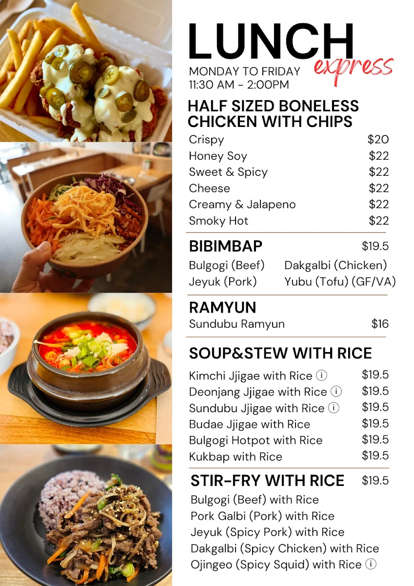 Menu, Young's Table