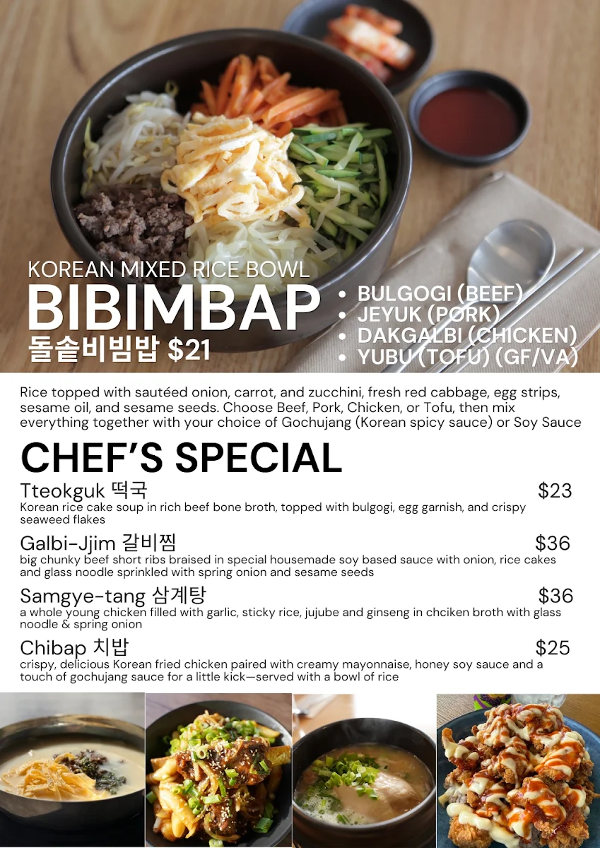 Menu, Young's Table