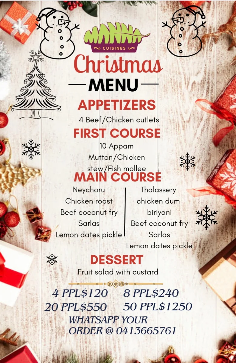 Menu, Manna Cuisines You Dream It We Make It