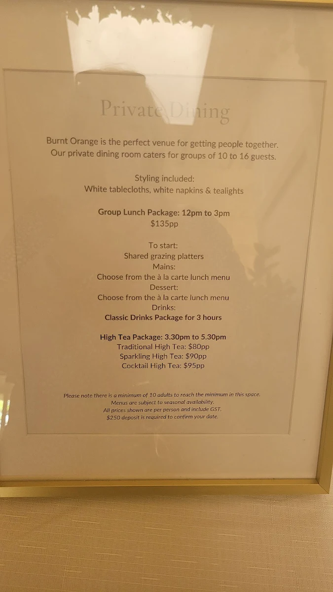 Menu, Burnt Orange