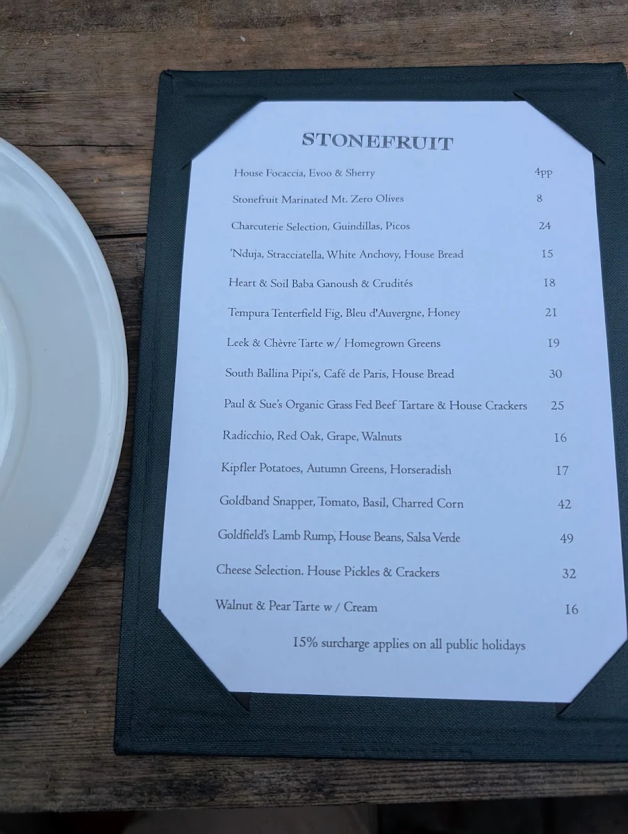 Menu, Stonefruit