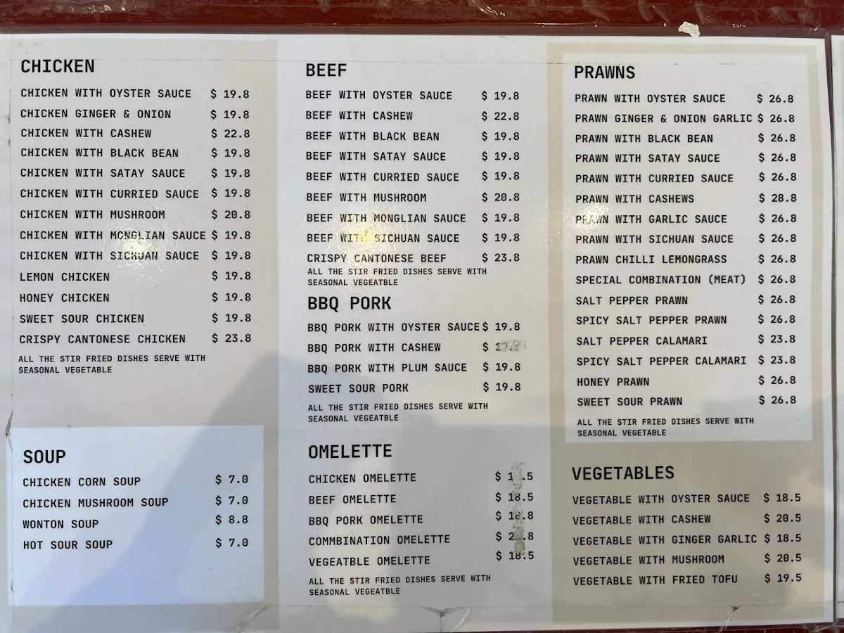 Menu, Dromana Dumpling