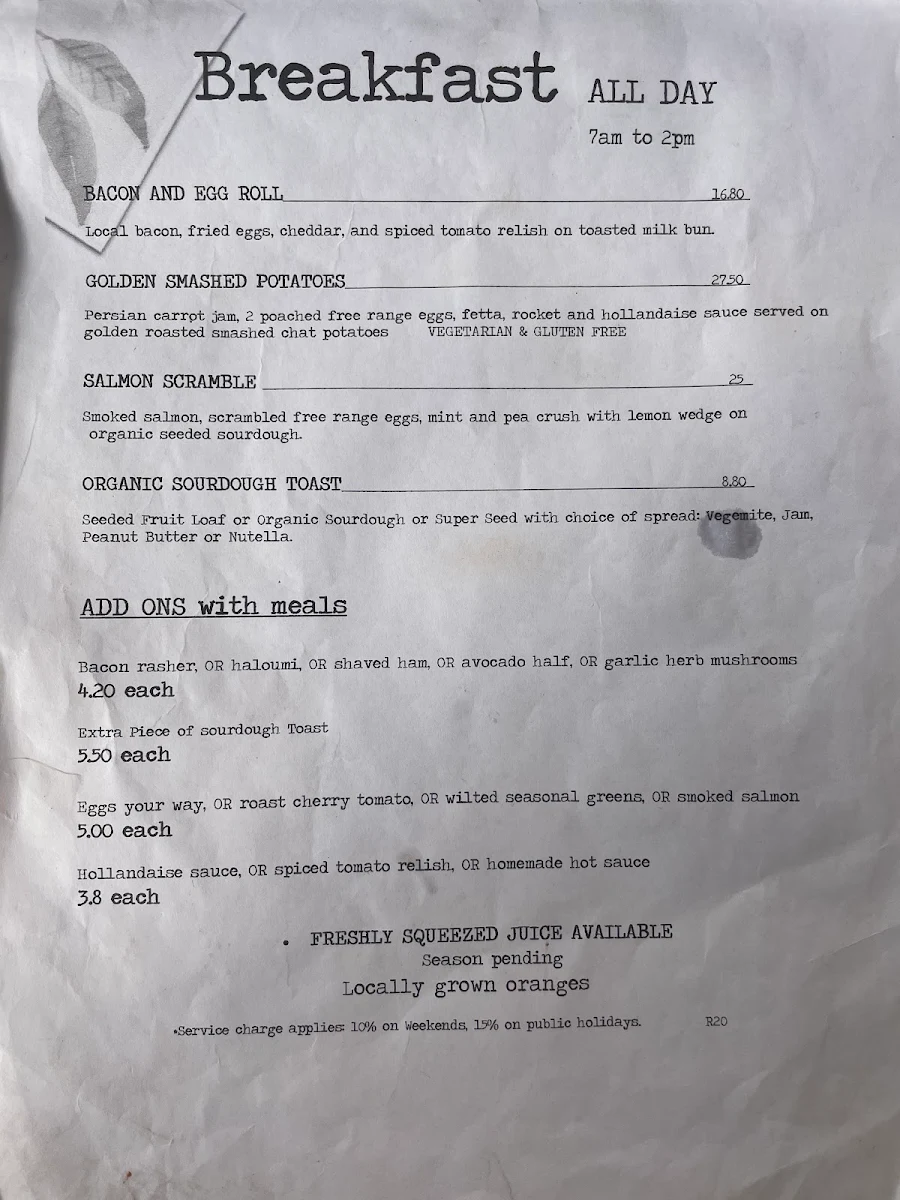 Menu, Insane Caffeine