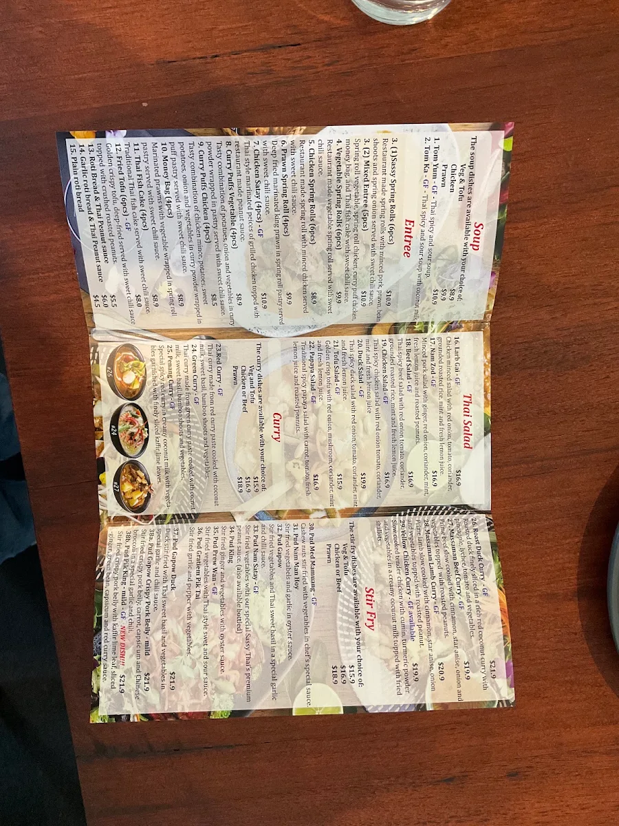 Menu, Sassy Thai Ringwood