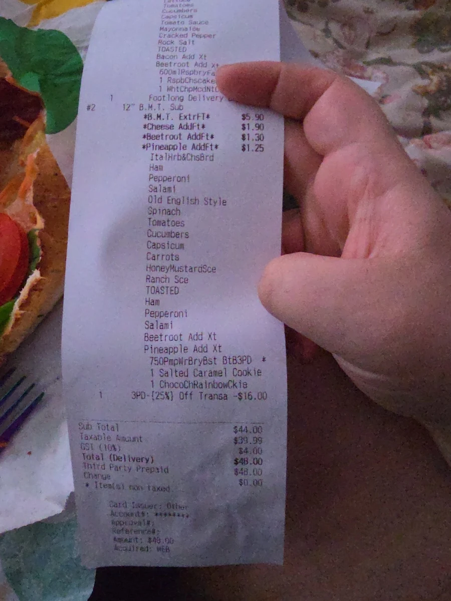 Menu, Subway
