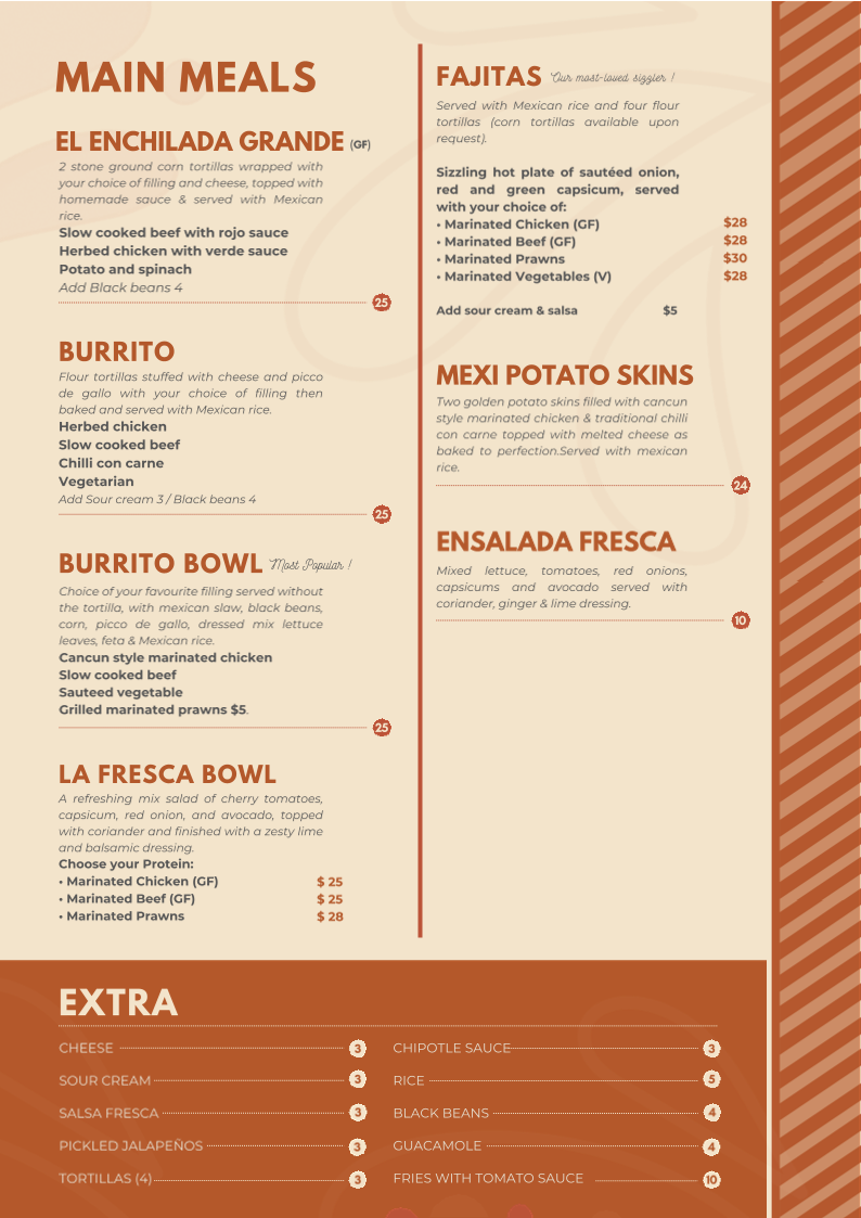 Menu, Cancun Mexican Restaurant & Bar