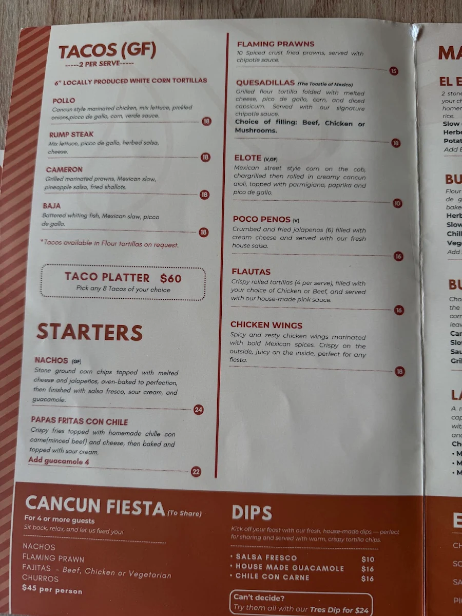 Menu, Cancun Mexican Restaurant & Bar