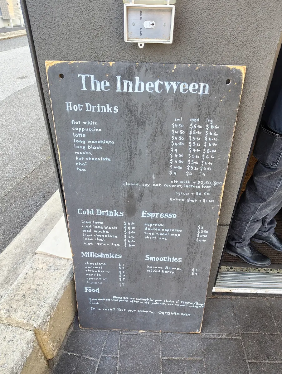 Menu, The Inbetween Cafe