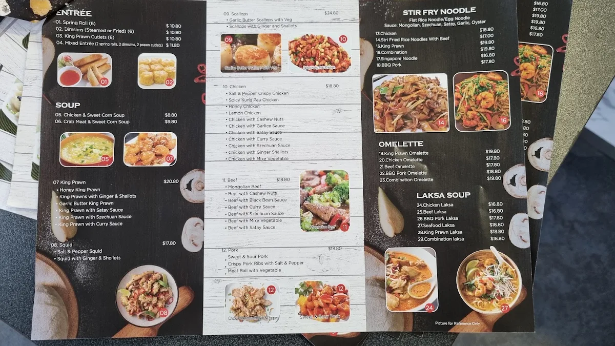 Menu, Mr Wang Kitchen