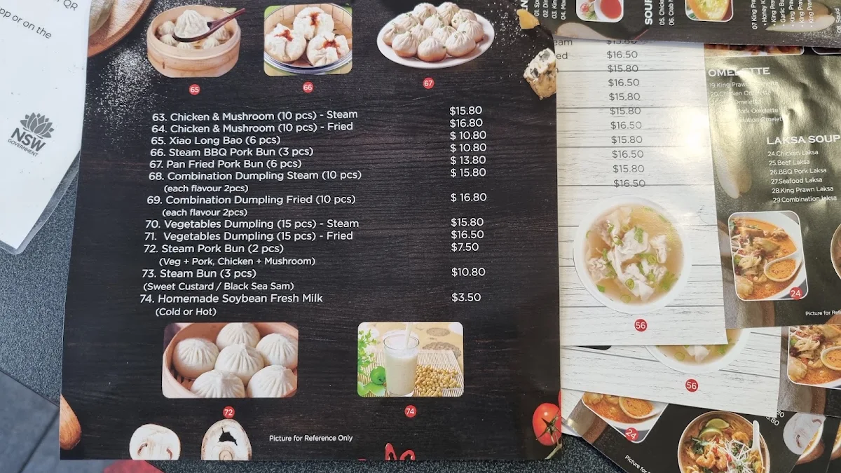 Menu, Mr Wang Kitchen