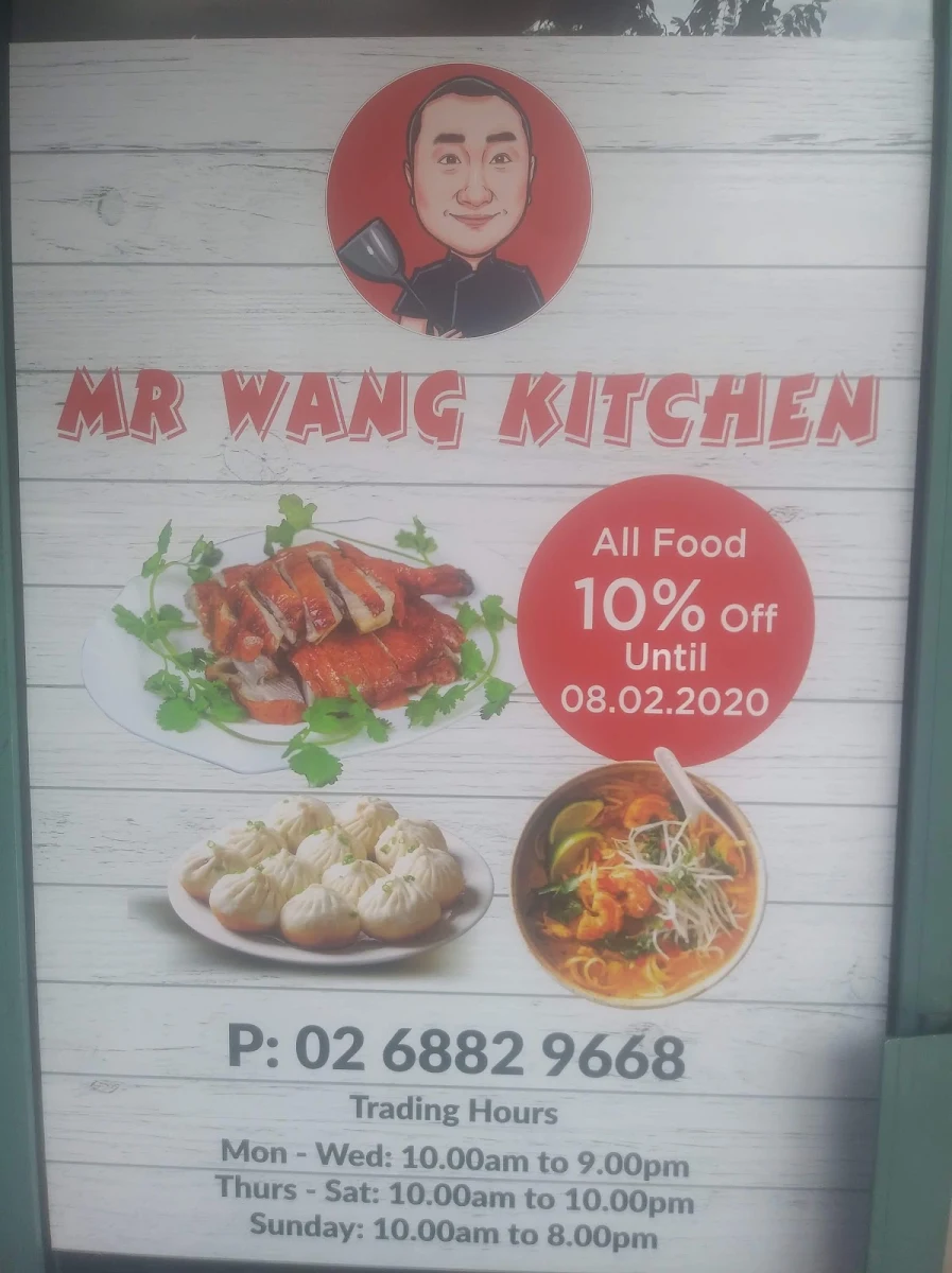 Menu, Mr Wang Kitchen