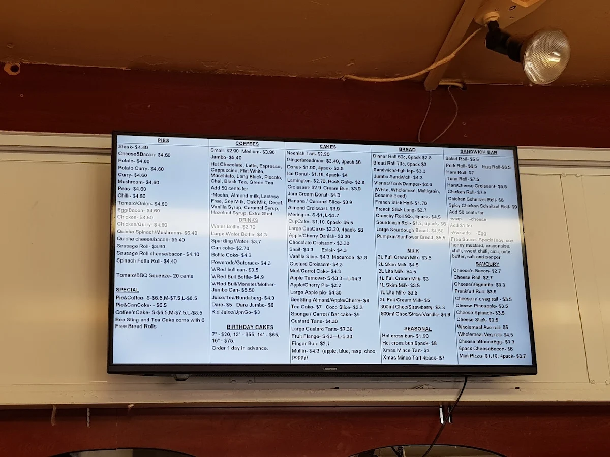 Menu, Engadine Bakehouse