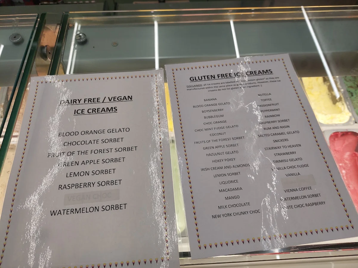 Menu, Twiins Ice Creamery