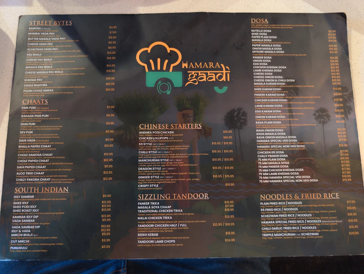 Menu, Hamara Gaadi Kellyville | Indian Restaurant
