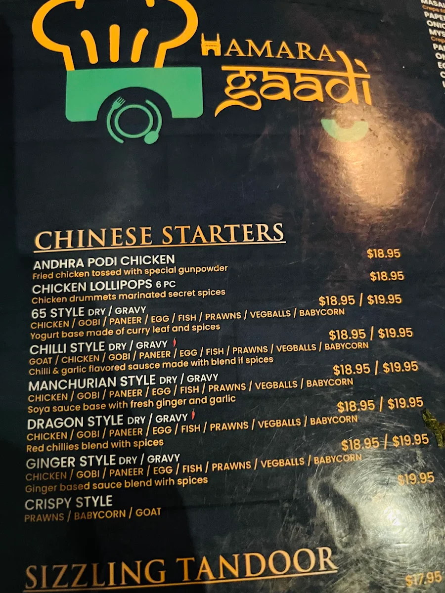 Menu, Hamara Gaadi Kellyville | Indian Restaurant