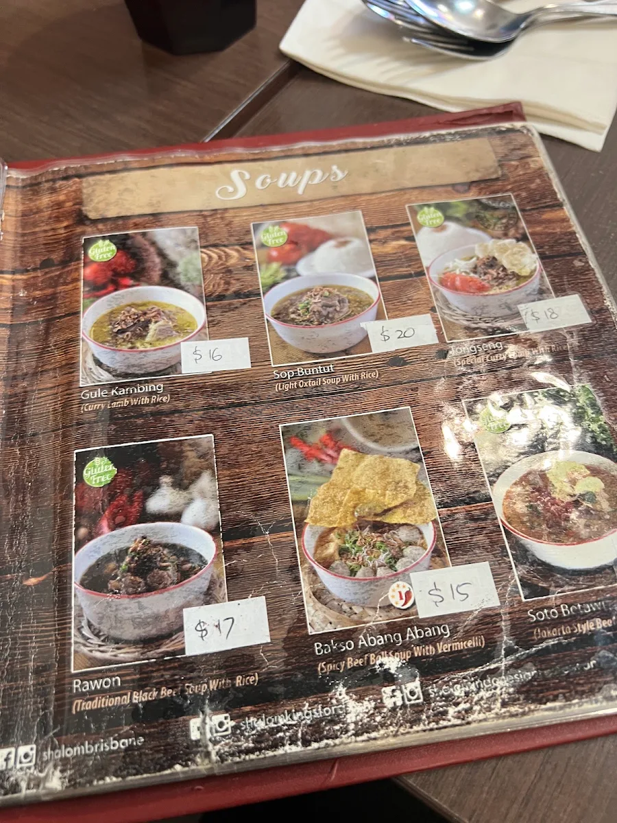 Menu, Shalom Kingsford