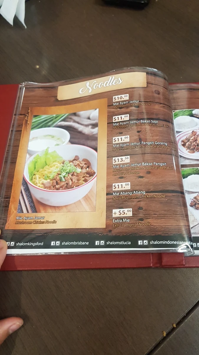 Menu, Shalom Kingsford