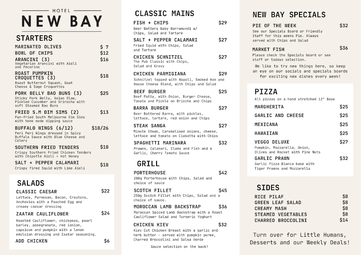 Menu, Newbay Hotel