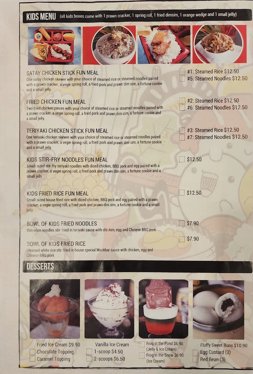 Menu, Wockbar Dee Why