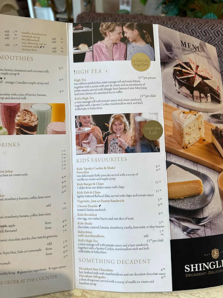 Menu, Shingle Inn Hyperdome