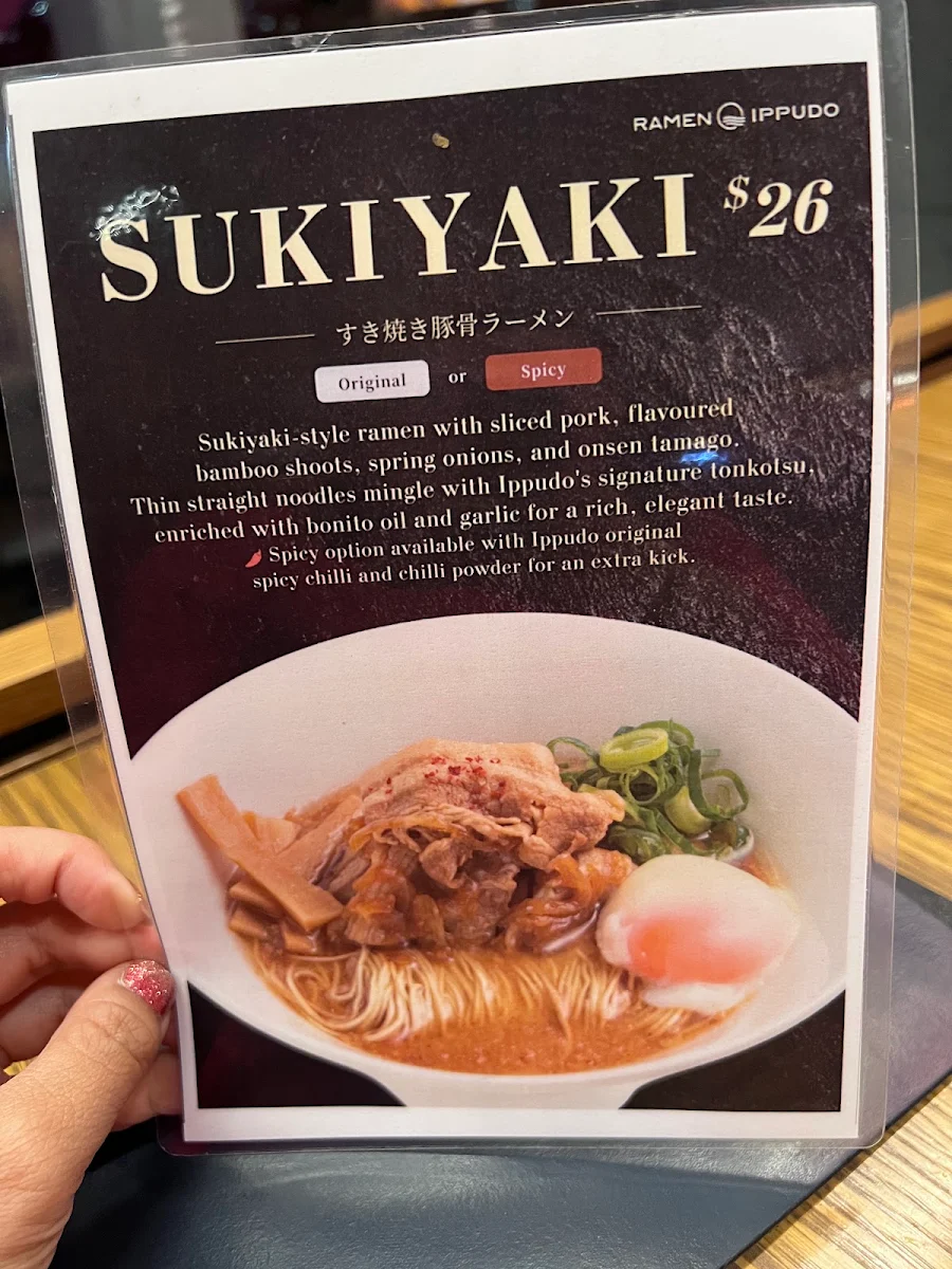 Menu, RAMEN Ippudo Circular Quay