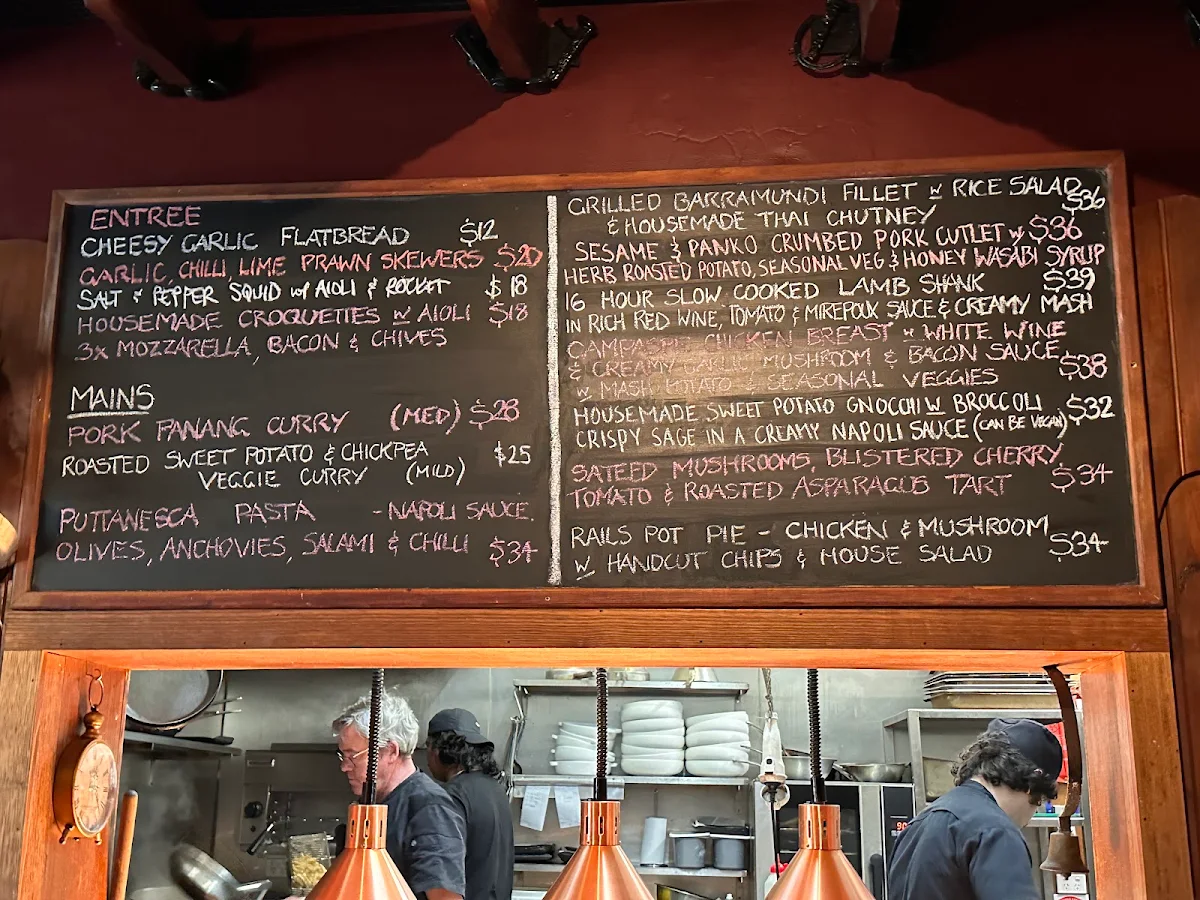 Menu, Railway Hotel Castlemaine