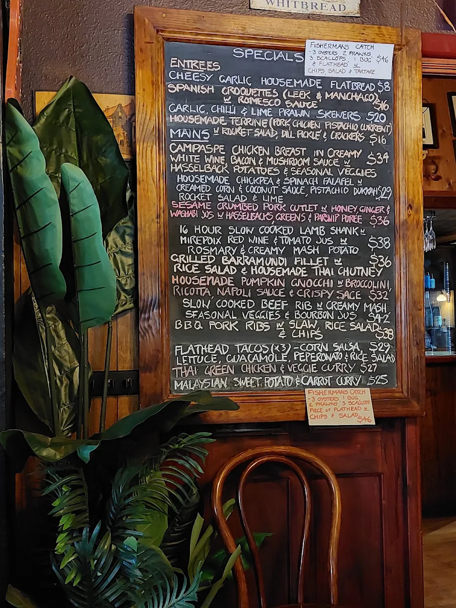 Menu, Railway Hotel Castlemaine