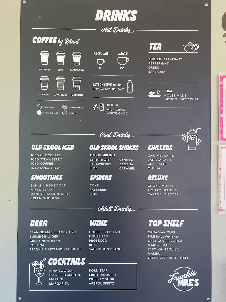 Menu, Frankie Mae’s